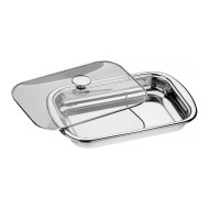 Assadeira 34cm 2,2 Litros Cosmos Retangular Aço Inox Tramontina Com Tampa Vidro